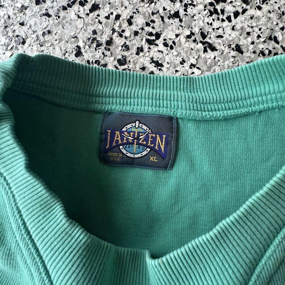 Vintage Jantzen Sweatshirt Mens XL Teal Crest Logo Made in USA Embroidery 90's - Picture 5 of 8